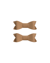 Muted Mocha Faux Leather Bow Clips